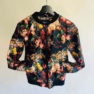 XS BNCI Floral Vegan Leather Bomber Jacket Anthropologie